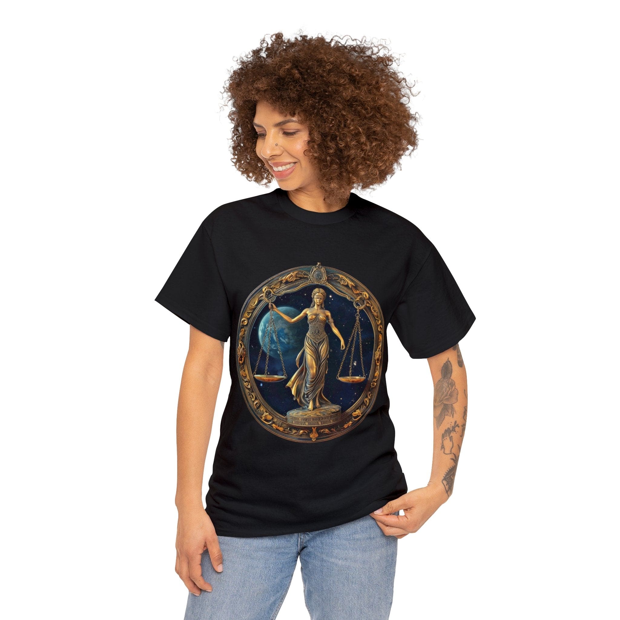 Libra Zodiac Sign Unisex Black T-shirt