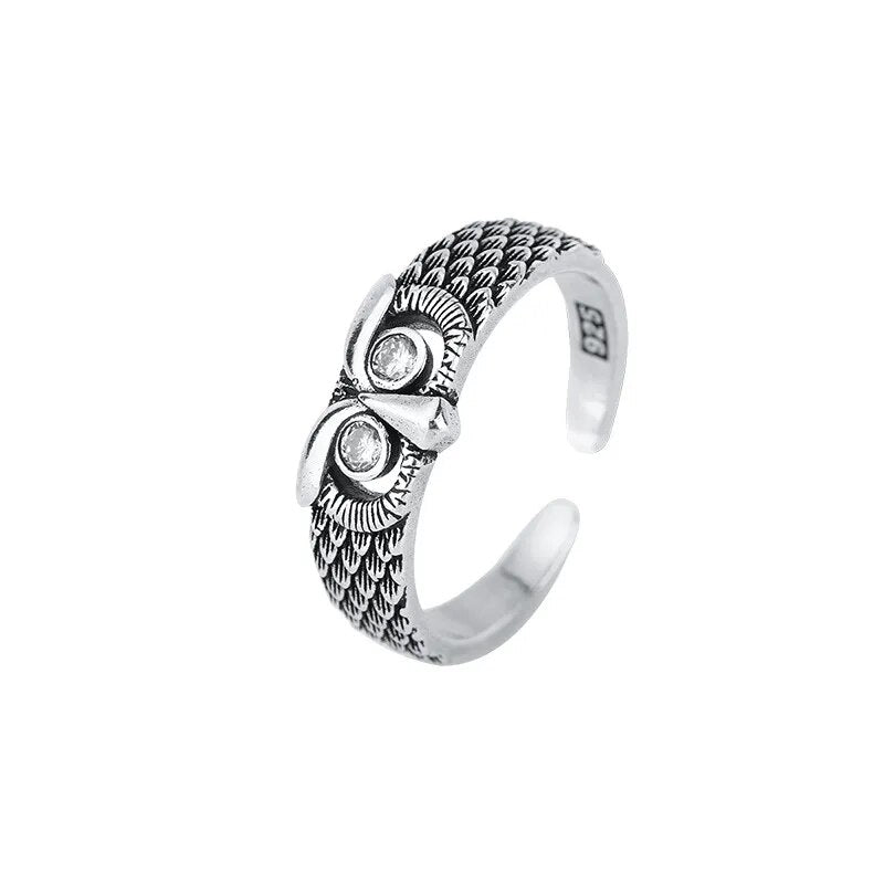 925 Sterling Silver Zodiac Libra Owl Ring - Zodiac Radiance