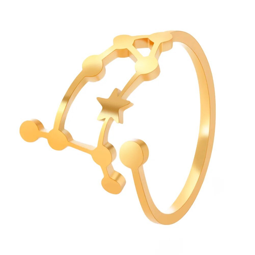 Minimalist Zodiac Constellation Ring - Zodiac Radiance