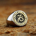 Polished Stainless Steel Zodiac Sign Ring - Zodiac Radiance