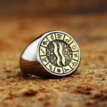 Polished Stainless Steel Zodiac Sign Ring - Zodiac Radiance