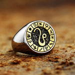 Polished Stainless Steel Zodiac Sign Ring - Zodiac Radiance