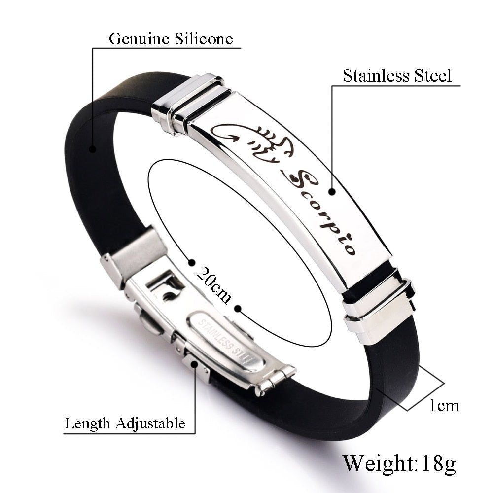 Simple Zodiac Sign Silicone Bracelet - Zodiac Radiance