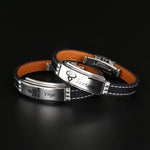 Stylish Zodiac Sign Black Leather Bracelet - Zodiac Radiance