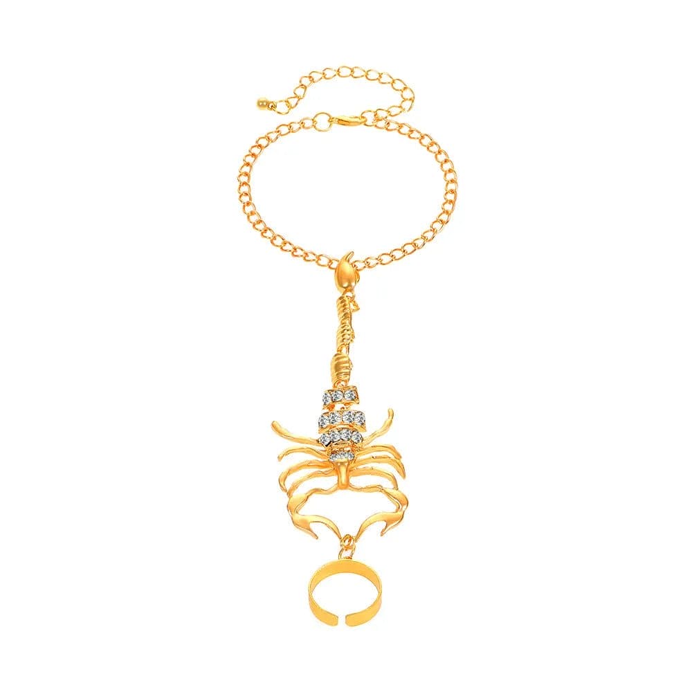 Zodiac Punk Gold Plated Scorpion Bracelet w/Ring - Zodiac Radiance