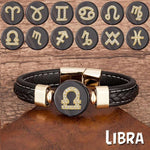 Zodiac Sign Bracelet Black Leather Bracelet - Zodiac Radiance