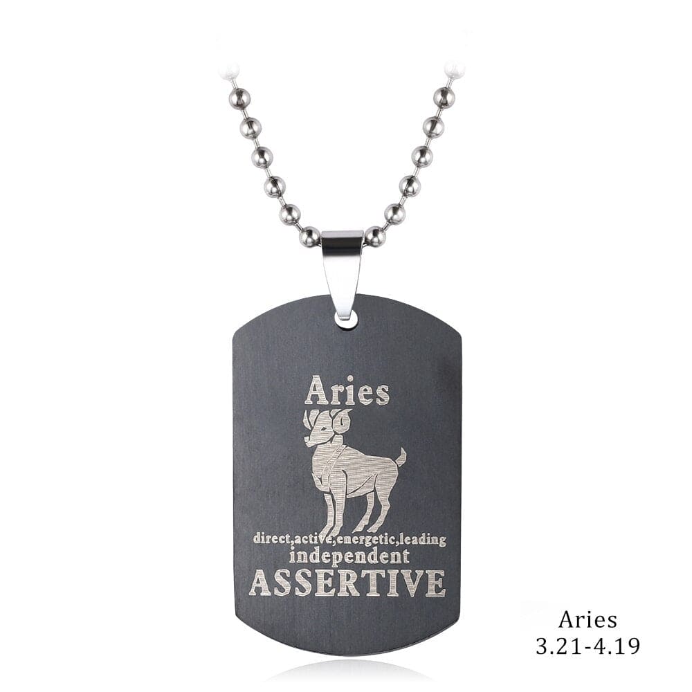 Zodiac Sign Dog Tag Necklace - Zodiac Radiance