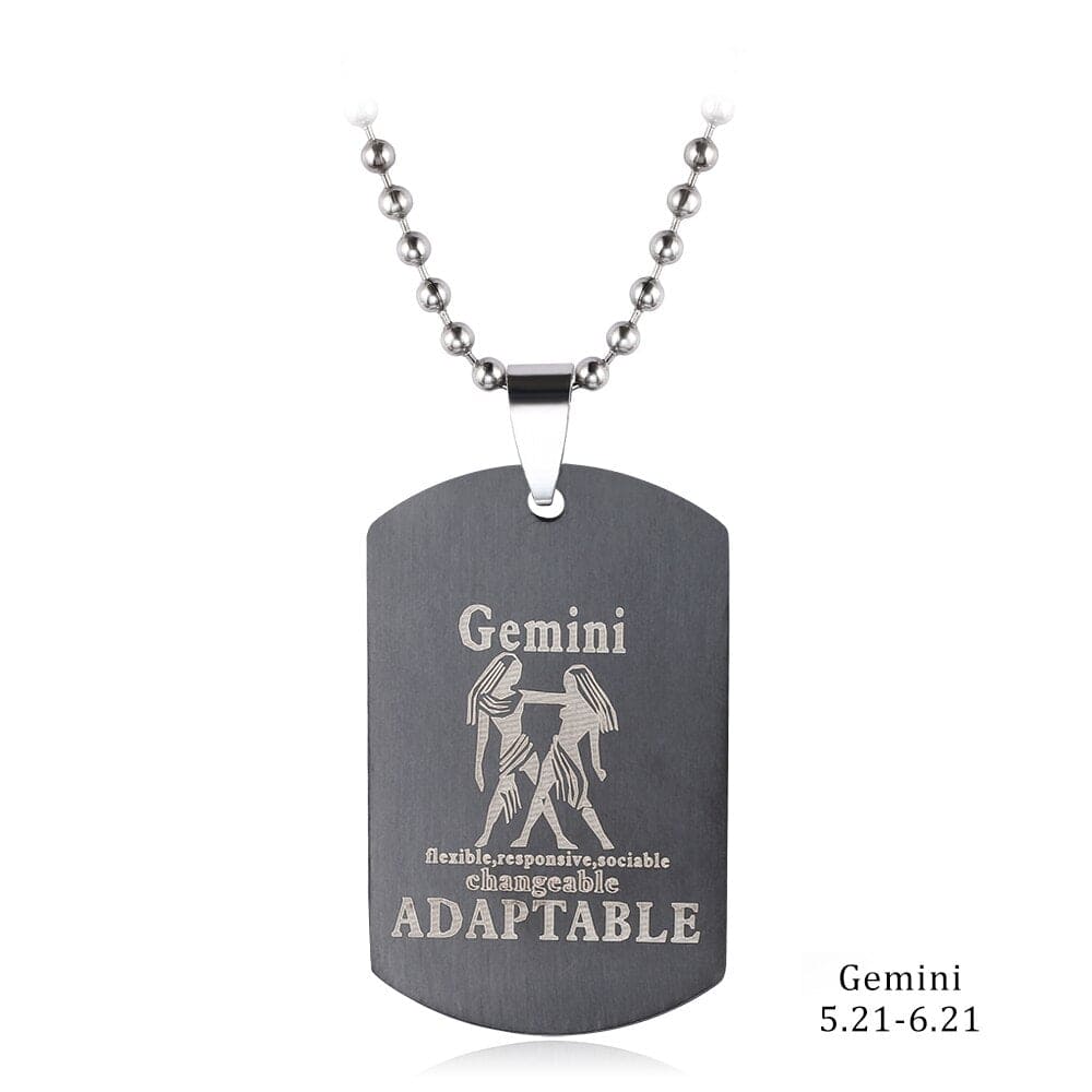 Zodiac Sign Dog Tag Necklace - Zodiac Radiance