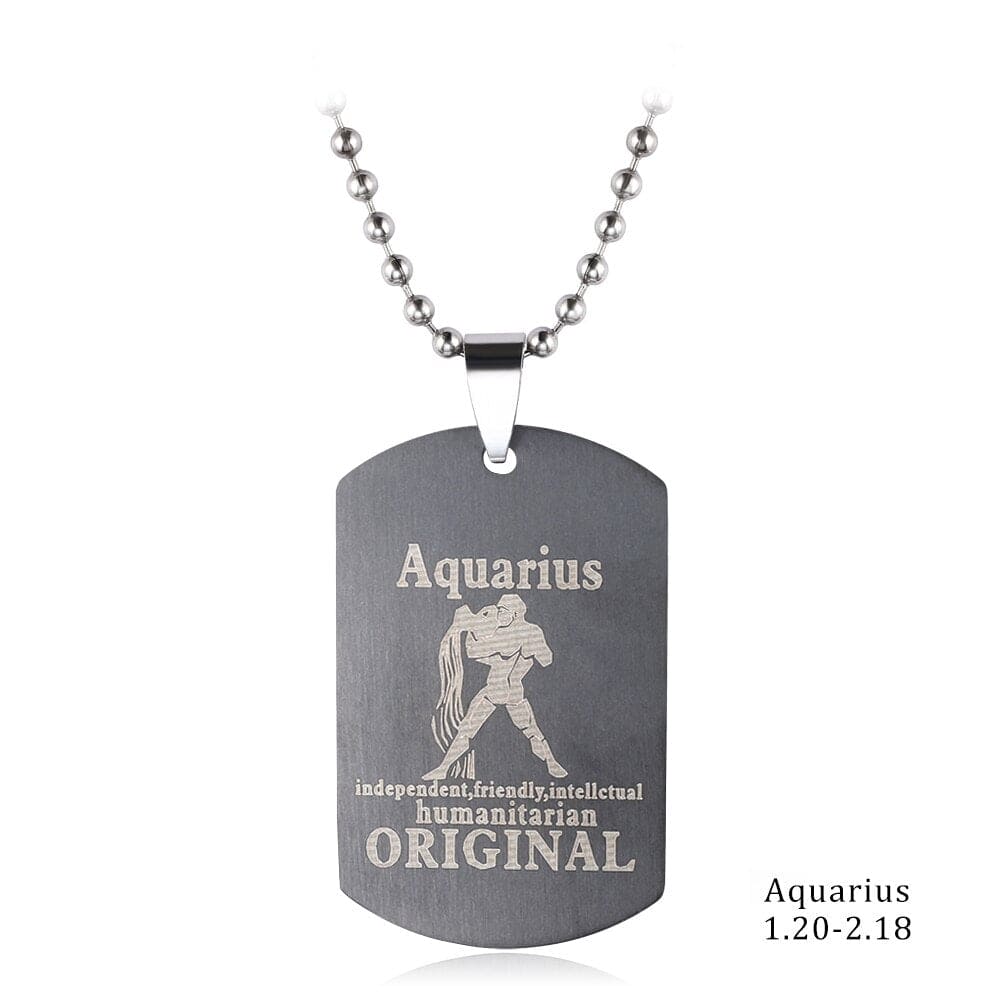 Zodiac Sign Dog Tag Necklace - Zodiac Radiance