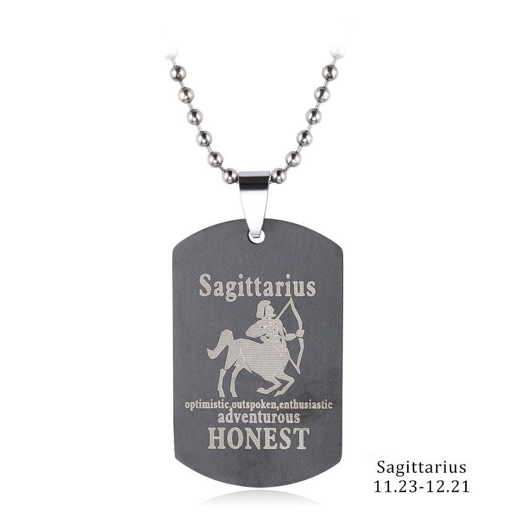 Zodiac Sign Dog Tag Necklace - Zodiac Radiance