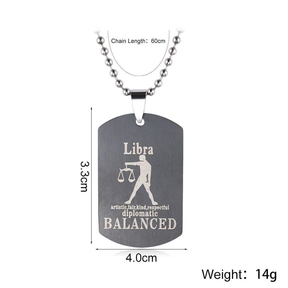 Zodiac Sign Dog Tag Necklace - Zodiac Radiance