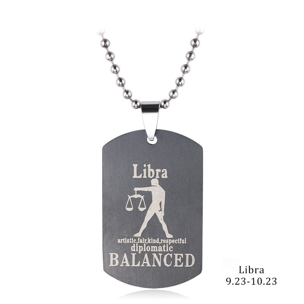 Zodiac Sign Dog Tag Necklace - Zodiac Radiance