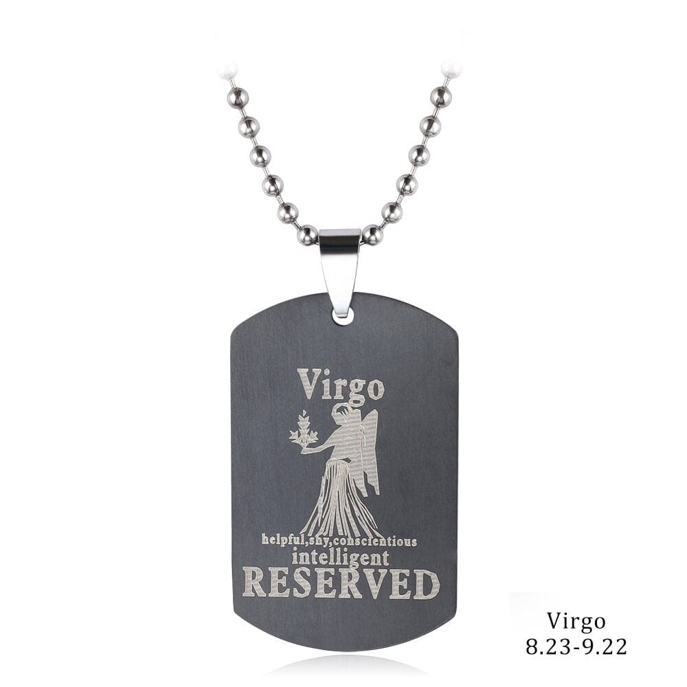 Zodiac Sign Dog Tag Necklace - Zodiac Radiance