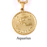 Zodiac Sign Gold Plated Amulet Necklace - Zodiac Radiance