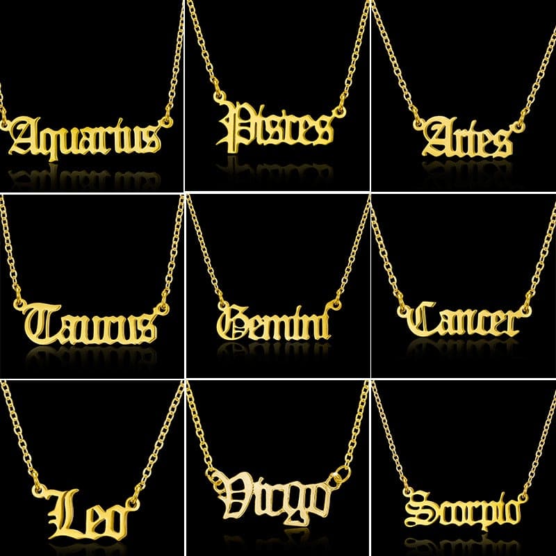 Zodiac Sign Name Necklace - Zodiac Radiance