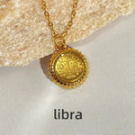 Zodiac Sign Stainless Steel Round Pendadnt Necklace - Zodiac Radiance