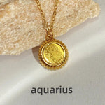 Zodiac Sign Stainless Steel Round Pendadnt Necklace - Zodiac Radiance