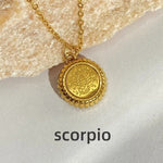 Zodiac Sign Stainless Steel Round Pendadnt Necklace - Zodiac Radiance