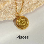 Zodiac Sign Stainless Steel Round Pendadnt Necklace - Zodiac Radiance