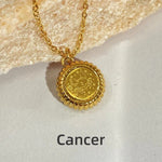 Zodiac Sign Stainless Steel Round Pendadnt Necklace - Zodiac Radiance