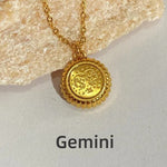 Zodiac Sign Stainless Steel Round Pendadnt Necklace - Zodiac Radiance