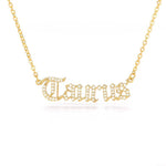 Zodiac Zircon Letter Stainless Steel Necklace - Zodiac Radiance