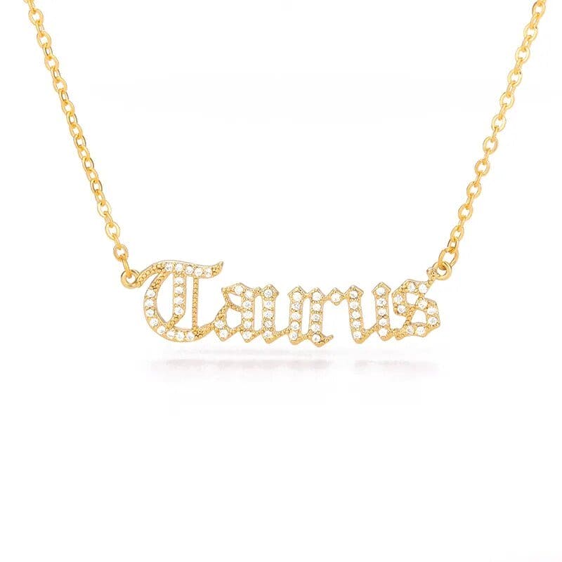 Zodiac Zircon Letter Stainless Steel Necklace - Zodiac Radiance