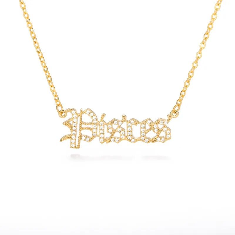 Zodiac Zircon Letter Stainless Steel Necklace - Zodiac Radiance