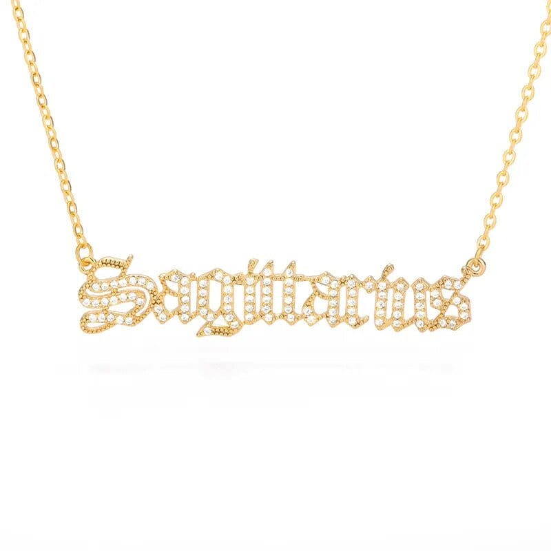 Zodiac Zircon Letter Stainless Steel Necklace - Zodiac Radiance