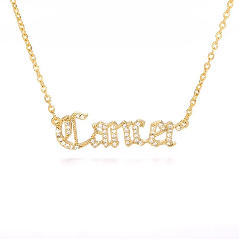 Zodiac Zircon Letter Stainless Steel Necklace - Zodiac Radiance