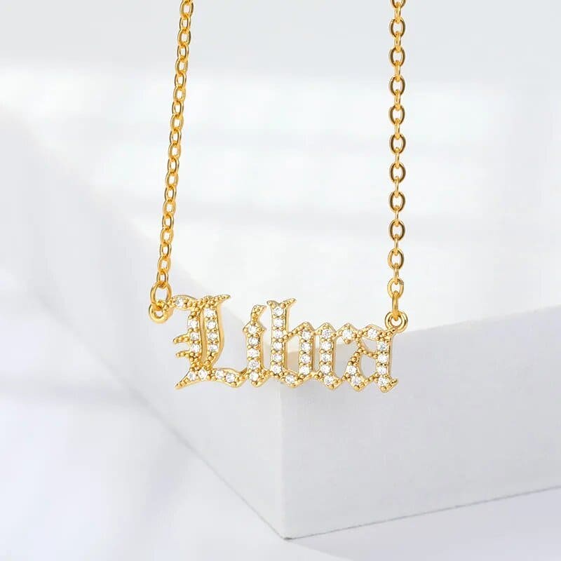 Zodiac Zircon Letter Stainless Steel Necklace - Zodiac Radiance