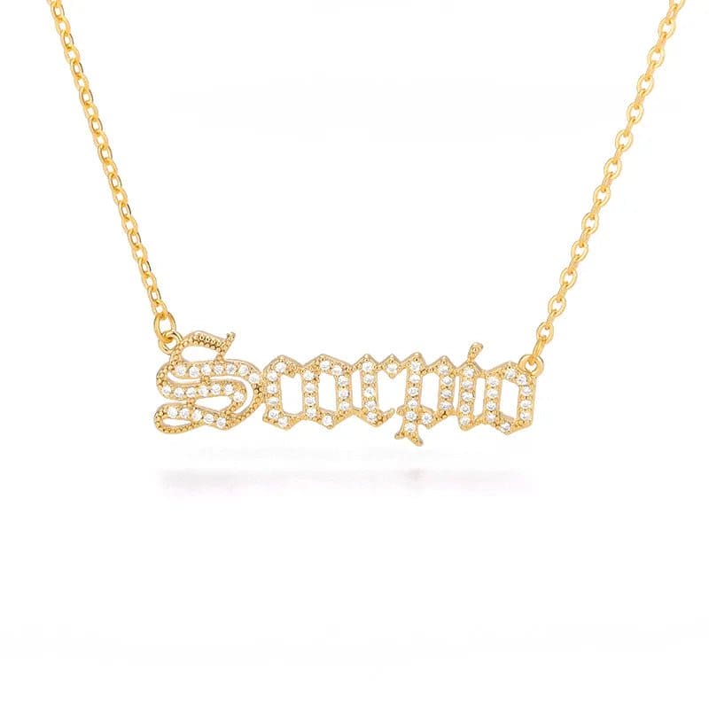 Zodiac Zircon Letter Stainless Steel Necklace - Zodiac Radiance